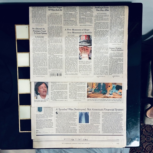 Thursday, 9/13/2001 edition of The New York Times - Picture 3 of 5